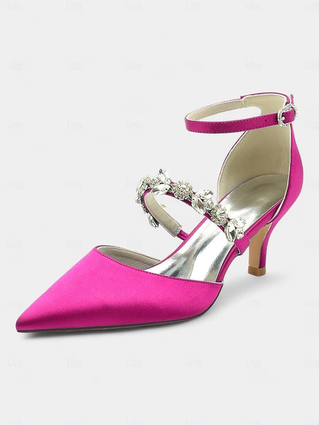 - Satin Embellishments Rhinestone Black Women's with Heels FashionChic