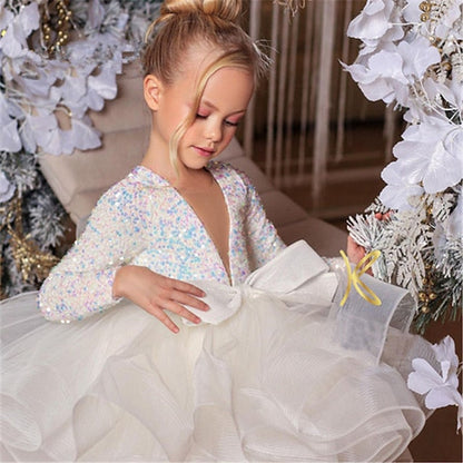 Sleeve Sequin Fall Summer Girls' Spring 3D Dress Long FashionChic