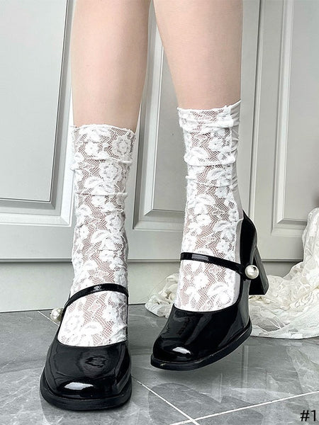 Pattern Floral Socks Options Breathable Lace 2 FashionChic