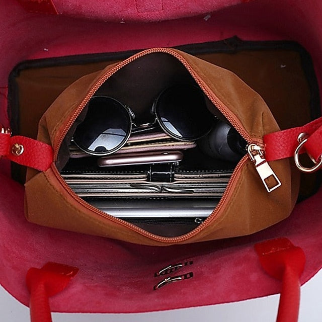 Gold Red Women's Chain with Leather Handbag Lock and Faux FashionChic