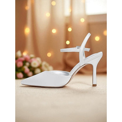 Women's Green - Ankle Strap Heels Satin with Stiletto FashionChic