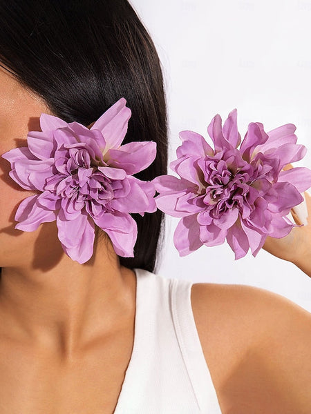 Earrings Flower Statement - Floral Oversized Women's Drop FashionChic
