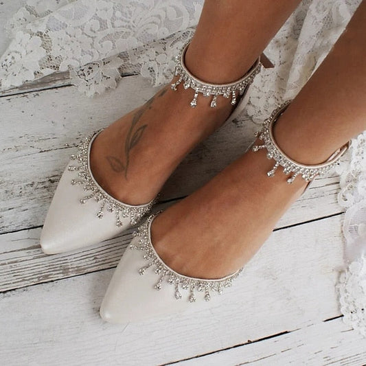 Wedding Women's Shoes Elegant Flats with – White Bridal FashionChic