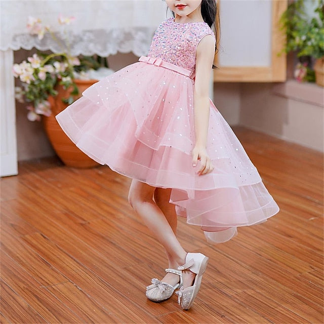 Solid Girls' Color Party Kids Sleeveless Dress FashionChic