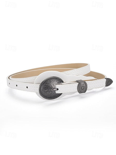 Faux Western Belt Vintage Waist Carved Women's Leather with FashionChic