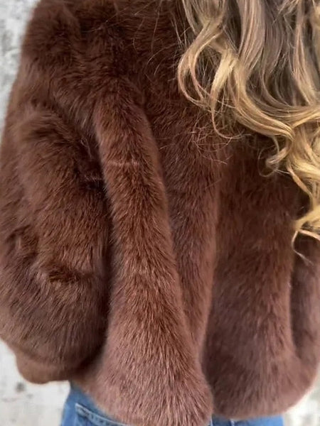 Warm Fur Zipper Coat Faux Casual Breathable Women's Plain FashionChic
