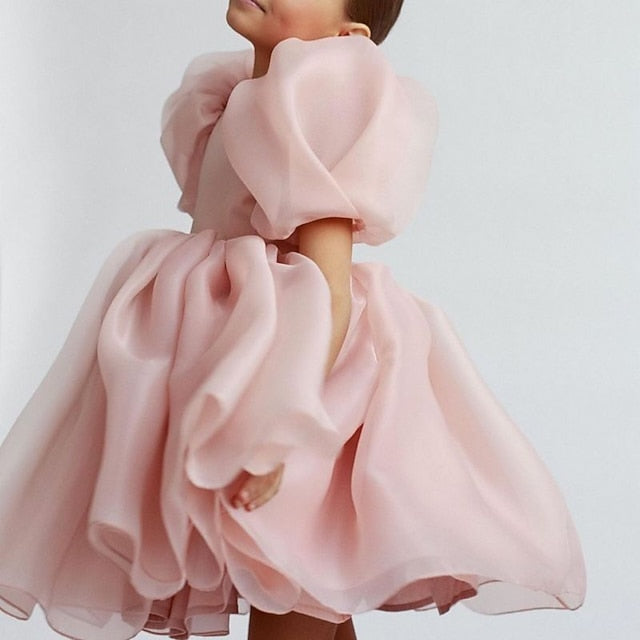 Girl Dress Party Solid Girls' Kids Flower Color FashionChic