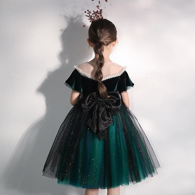 Kids Girls' Girl Party Dress Short Flower Solid Color FashionChic