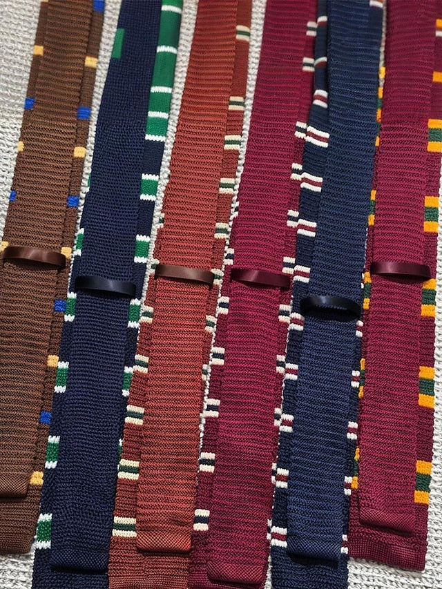 Neck Men's Stylish Christmas Stripe Knit - Tie Woven FashionChic