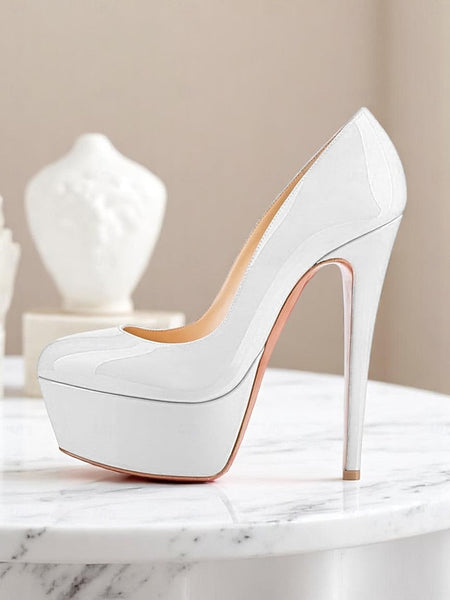 Platform Black Women's Pointed-Toe and with Heels Patent FashionChic