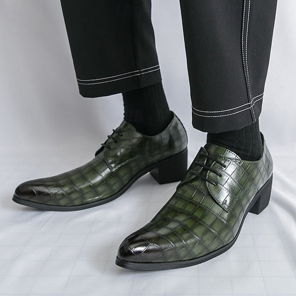 Pattern Dress Shoes Crocodile Leather – Red Faux Men's FashionChic
