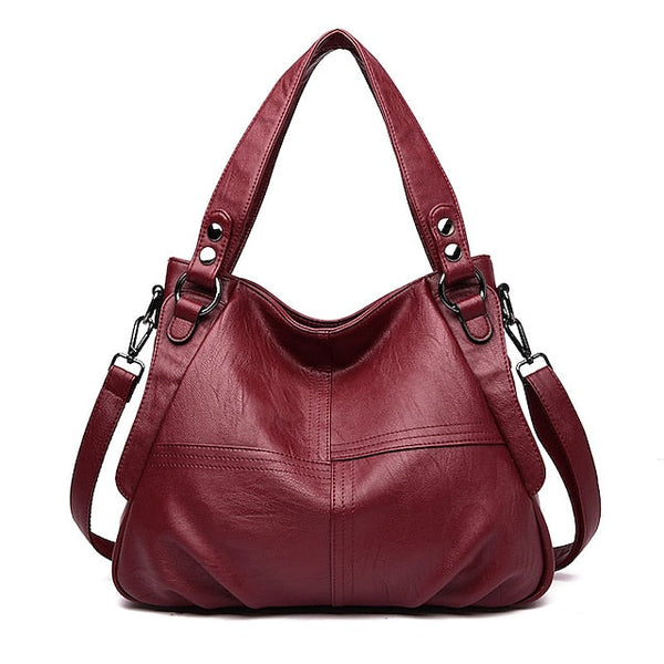 Bag Burgundy – Faux Women's Large Leather Shoulder FashionChic