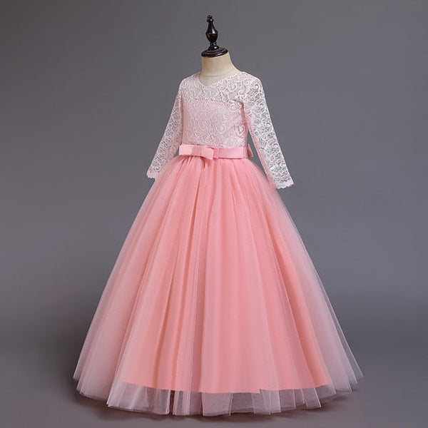 Girls' Flower Sleeve Kids Half Dress Girl Wedding FashionChic