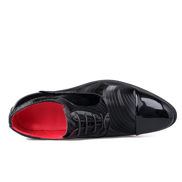 Shoes Stylish Patent Leather Men's Dress Formal – Lace-Up FashionChic