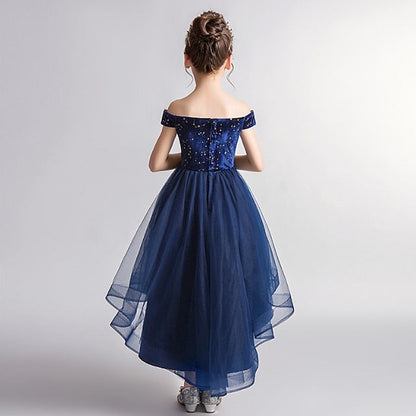 Performance Dress Party Color Solid Girls' Sleeveless Kids FashionChic