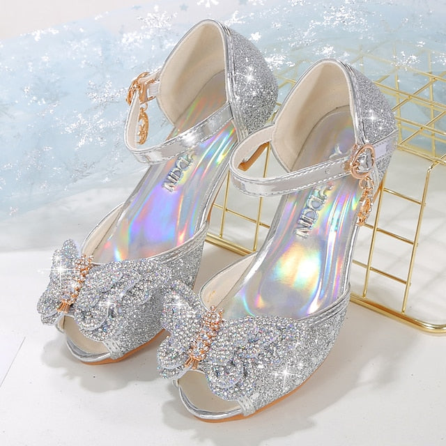 Bowknot – Glitter Sparkly Princess Silver Girls' Shoes FashionChic