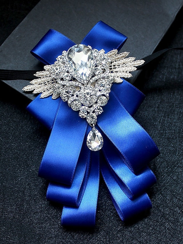 Luxury Brooch Bow Pin Tie Men's Crystal - Elegant Ribbon FashionChic