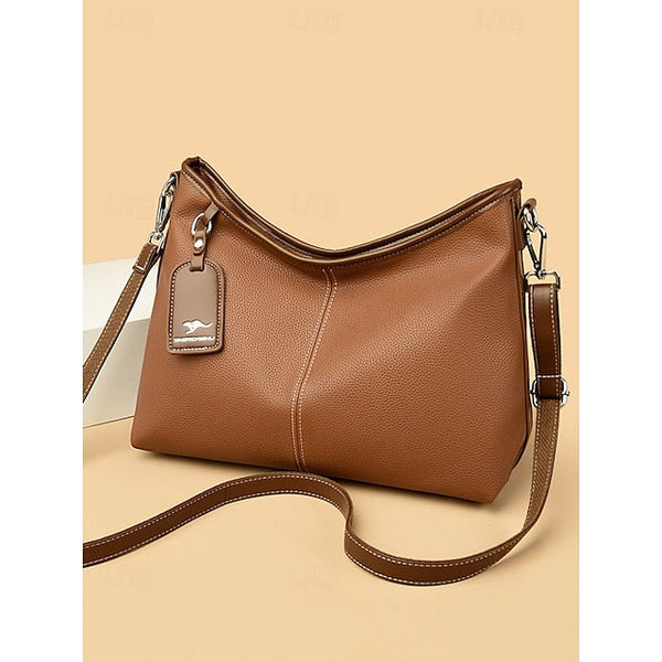 Bag Brown Hobo Leather Faux with Accents Green FashionChic