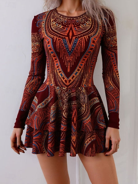 Women's One Piece Swimsuit with Skirt Boho Dress Tummy FashionChic