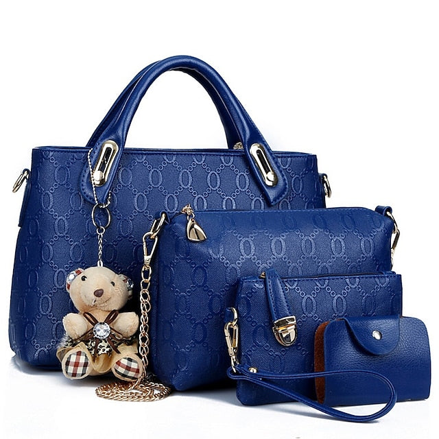 4 Bag Leather Purse PU Women's Pieces Set FashionChic
