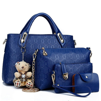 4 Bag Leather Purse PU Women's Pieces Set FashionChic