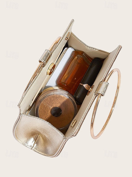 Crystal Ring Handle Evening Elegant Gold – with Clutch FashionChic