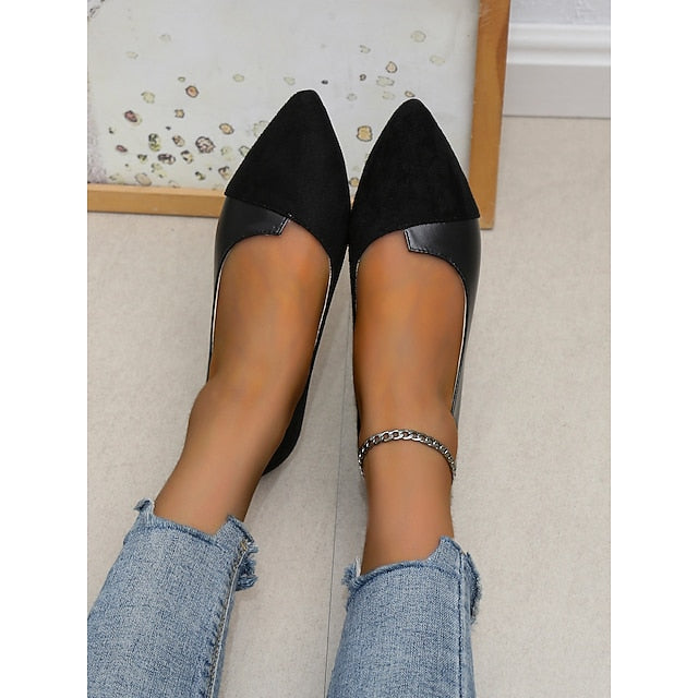 – Elegant Two-Tone Toe Flats Slip-On Women's Pointed FashionChic