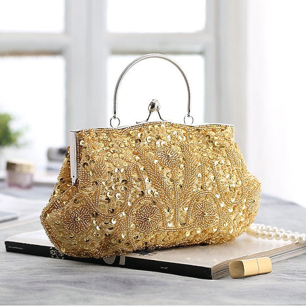 Vintage Evening Clutch Beaded Purse White Women's – FashionChic