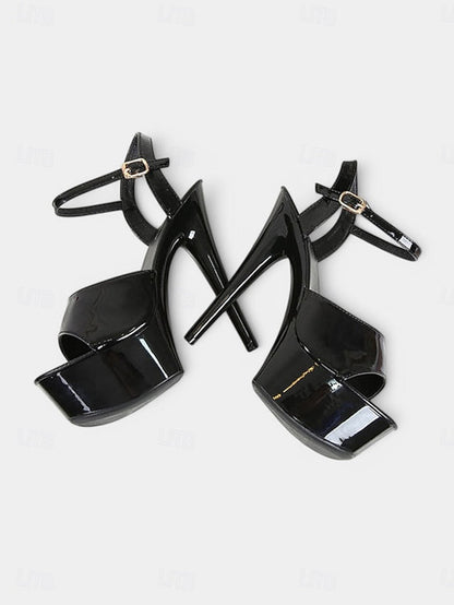 Sandals for - Platform Leather Red Peep Patent Women Toe FashionChic