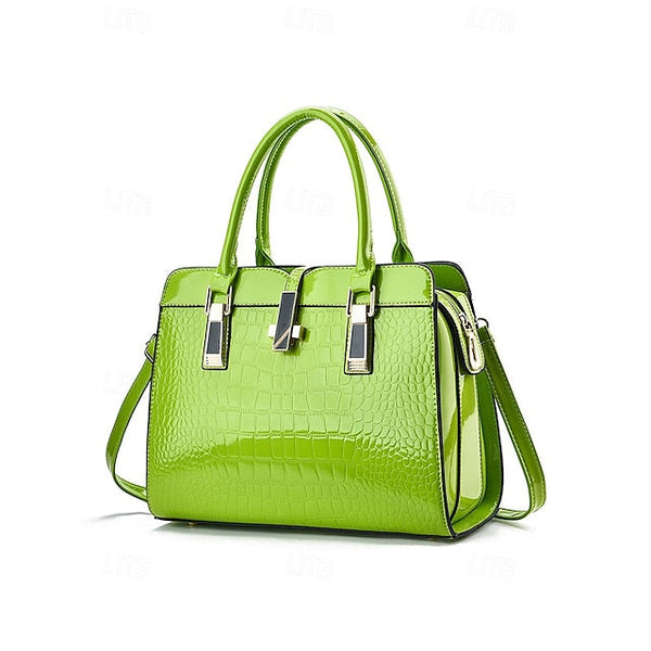 Faux - Croc Patent Women's Handbag Leather Burgundy FashionChic