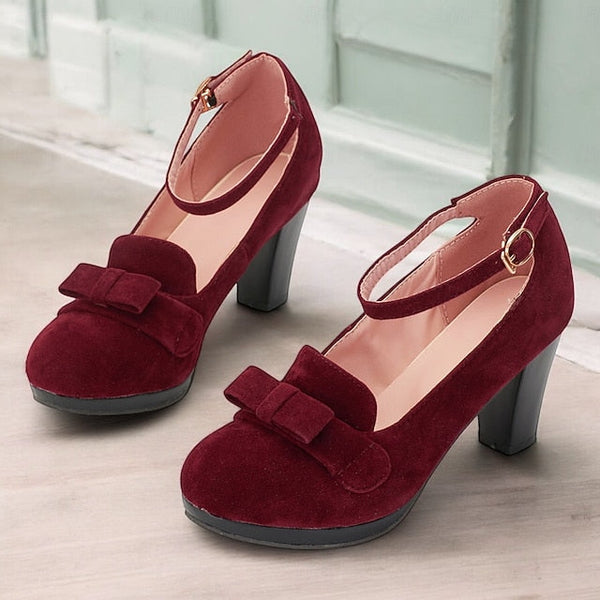 with Mary Bow Women's Heels - Jane Suede Detail Green FashionChic