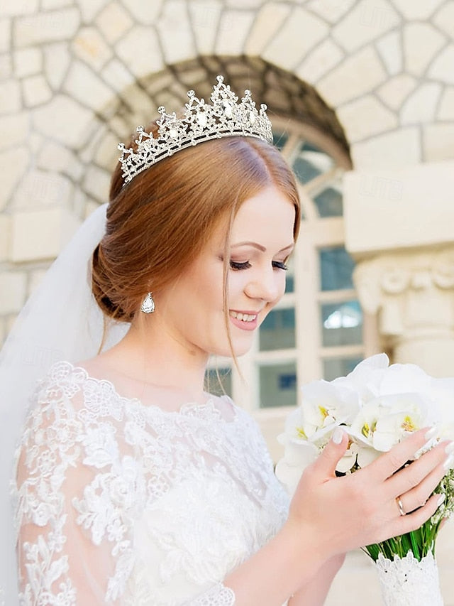 Rhinestone Set Elegant and – Women's Jewelry Tiara Silver FashionChic