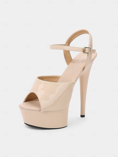 Sandals for - Platform Leather Red Peep Patent Women Toe FashionChic