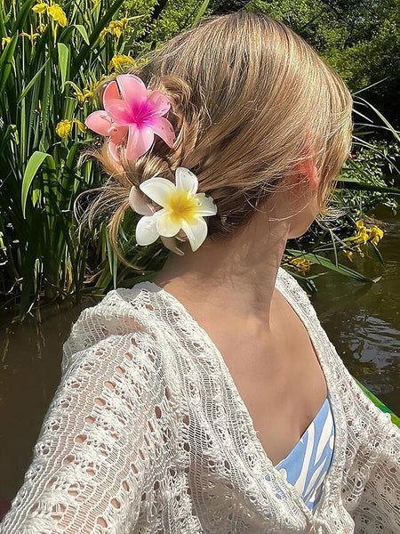 Clips Flower Plumeria Hair – Resin Tropical 6PCS Hawaiian FashionChic