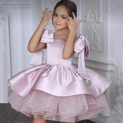 Color Party Dress Flower Kids Girls' Girl Solid FashionChic