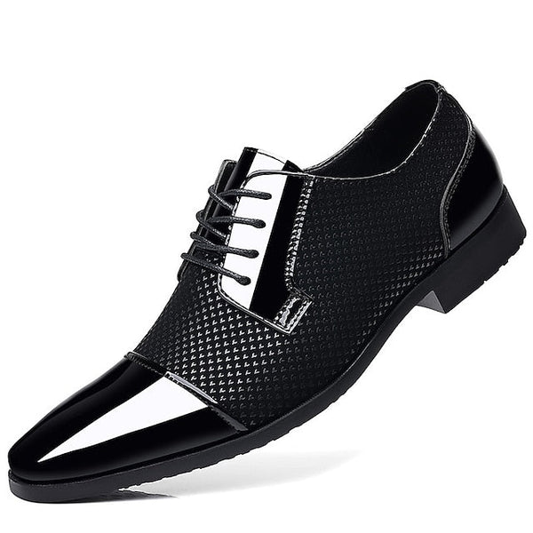Lace-Up Faux Men's Formal Black Leather Shoes Patent Dress FashionChic