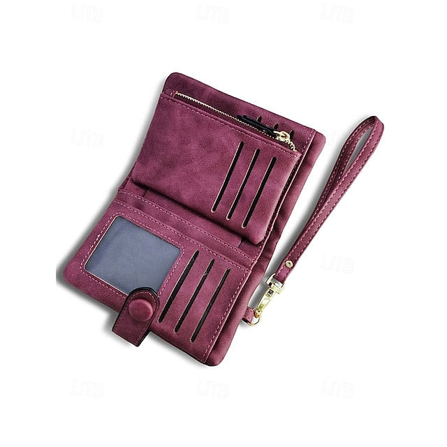 with Leather Women's Wrist Strap Faux Pink Wallet – FashionChic