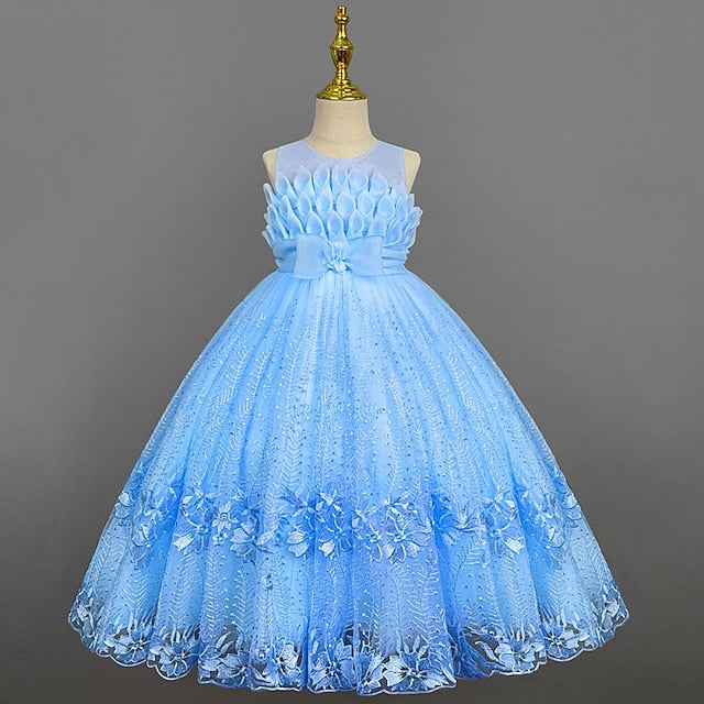 Colored Flower Solid Kids Dress Girl Girls' FashionChic