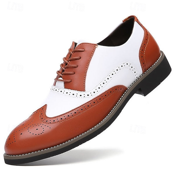 Shoes in Oxford White Two-Tone Brogue Dress Wingtip Men's FashionChic