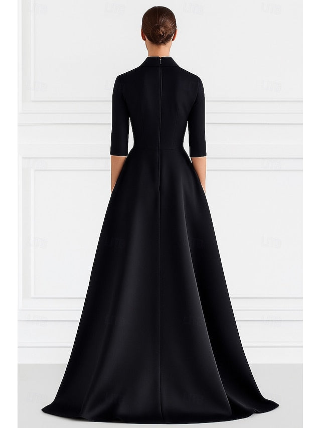 Bride A-Line Dress Shirt Wedding Mother the of Tie Elegant Black FashionChic