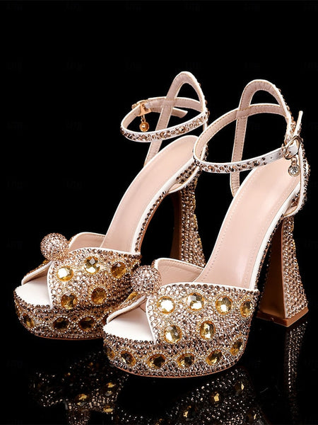 Crystal-Embellished Platform with Women's Sandals Glamorous FashionChic