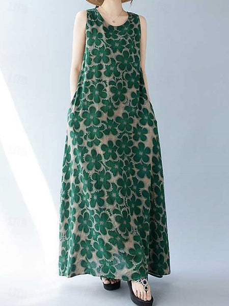 Women's Maxi Dress Cotton Blend Casual Dress Swing Dress FashionChic
