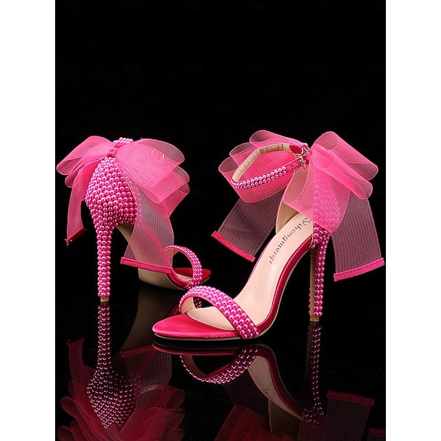 Heels Wedding and Bow with Women's Pearl White Embellished FashionChic
