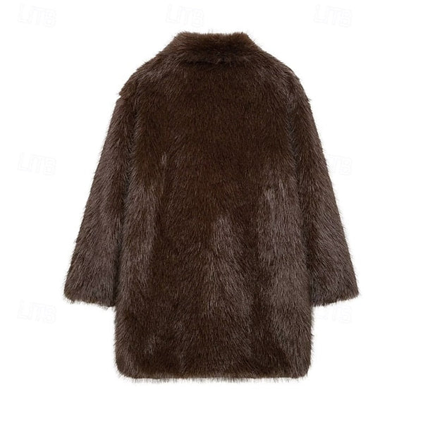 Comfortable Warm Women's Fur Pocket Coat Faux Furs FashionChic