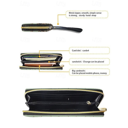 Wristlet – Floral Printed Bohemian Wallet Vintage Leather FashionChic