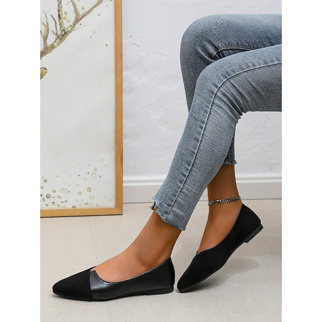 – Elegant Two-Tone Toe Flats Slip-On Women's Pointed FashionChic