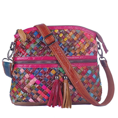 - Shoulder Women's Bag Colorful Bohemian Leather Patchwork FashionChic