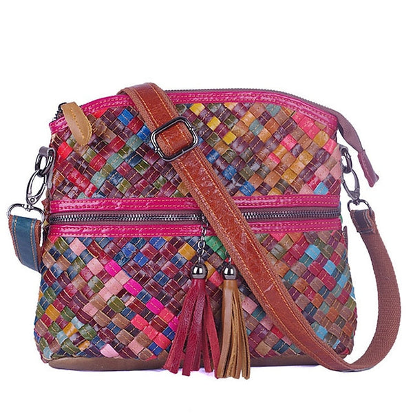 - Shoulder Women's Bag Colorful Bohemian Leather Patchwork FashionChic
