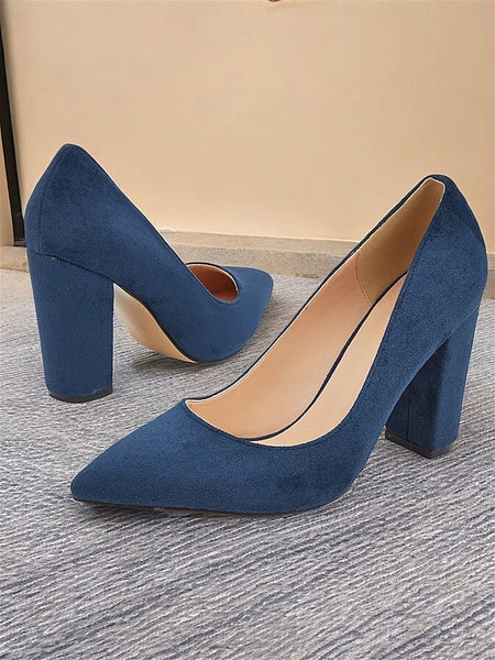 Classic Suede Women's Heel | Block Pointed High Heels Toe FashionChic