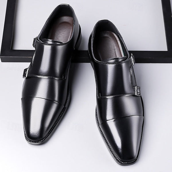 Strap Double – Men's Leather Elegant Shoes Monk Dress FashionChic
